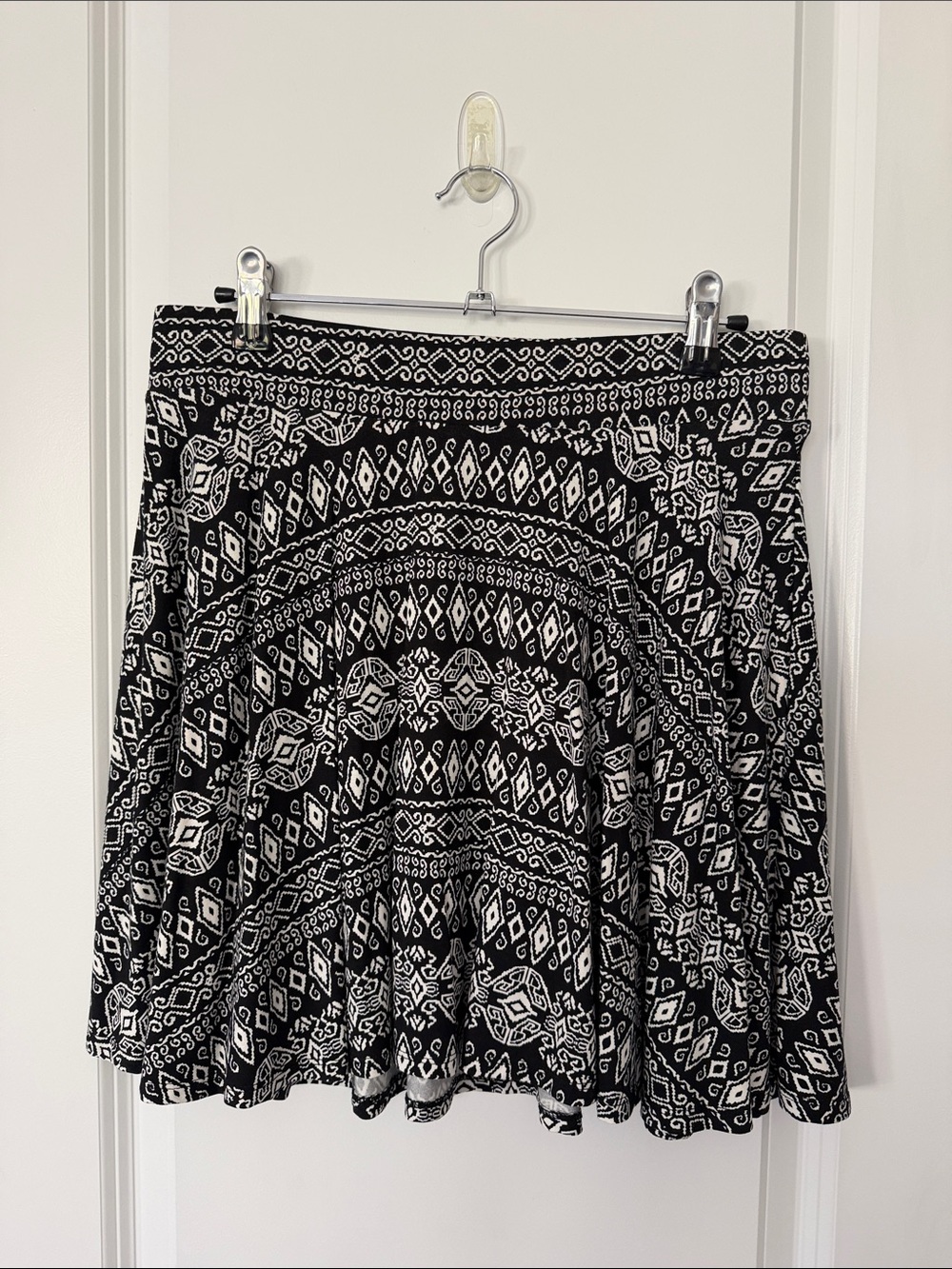 Decree Black and White Geometric Skater Skirt